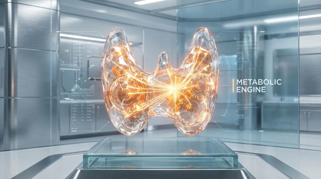 A 3D model of the thyroid gland, the master regulator of human metabolism.