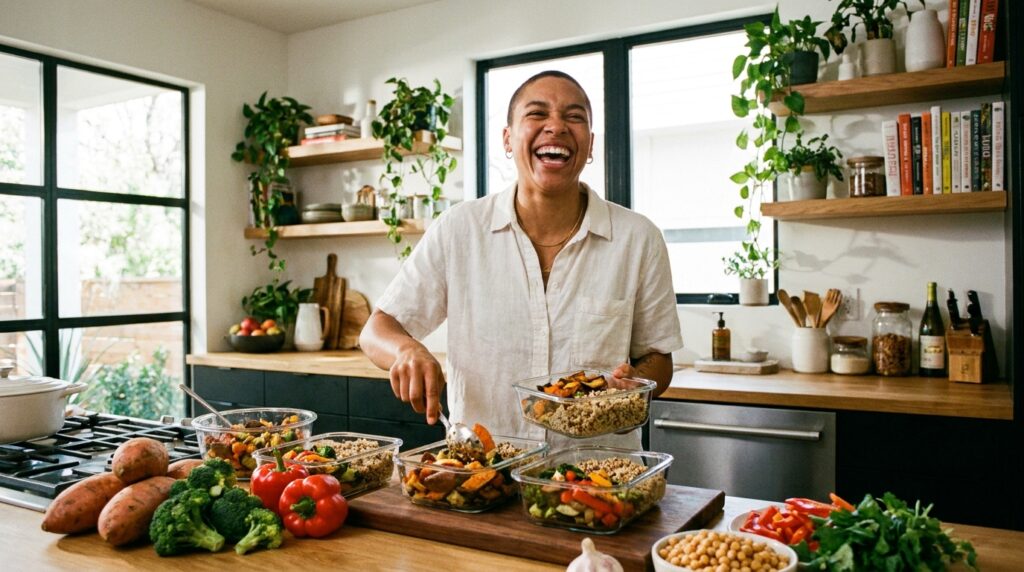 Person meal prepping healthy food to stay consistent on a diet to lose weigh